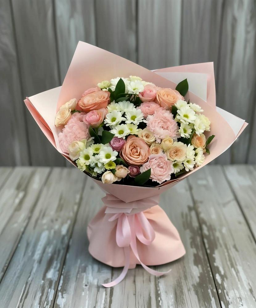 Букет цветов из: Гвоздики, Розы и Хризантемы в Новолабинской