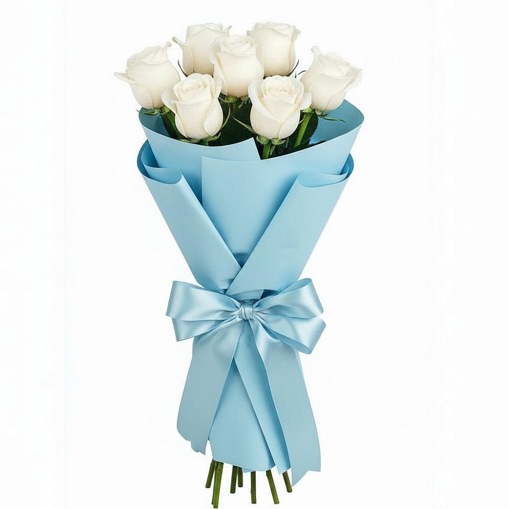 Букет 7 белых роз Проуд в Новолабинской