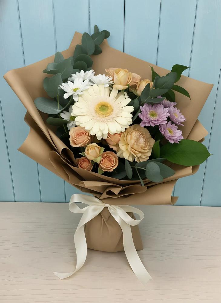 Букет цветов из: Герберы и Хризантемы в Новолабинской