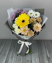 Букет цветов из:  Розы, Герберы и Хризантемы в Новолабинской