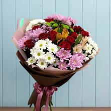 Букет цветов из:  Розы, Хризантемы и Альстромерии #REPLACE_PRED# Новолабинской