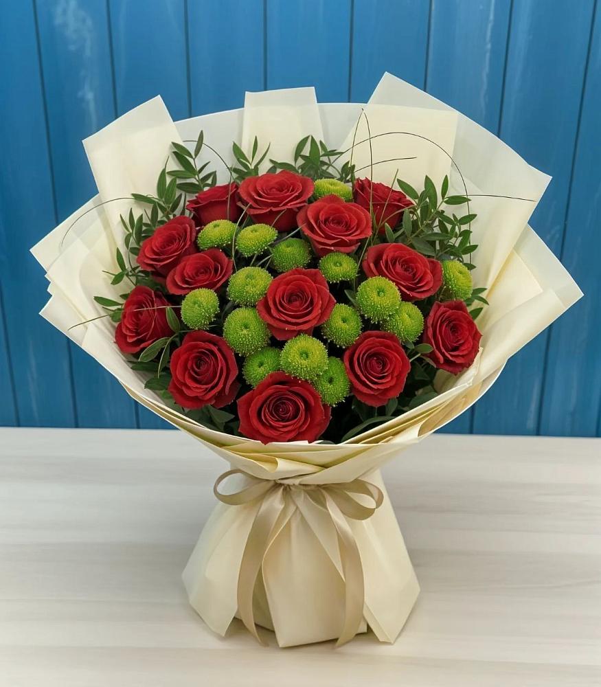 Букет цветов из: Розы и Хризантемы в Новолабинской