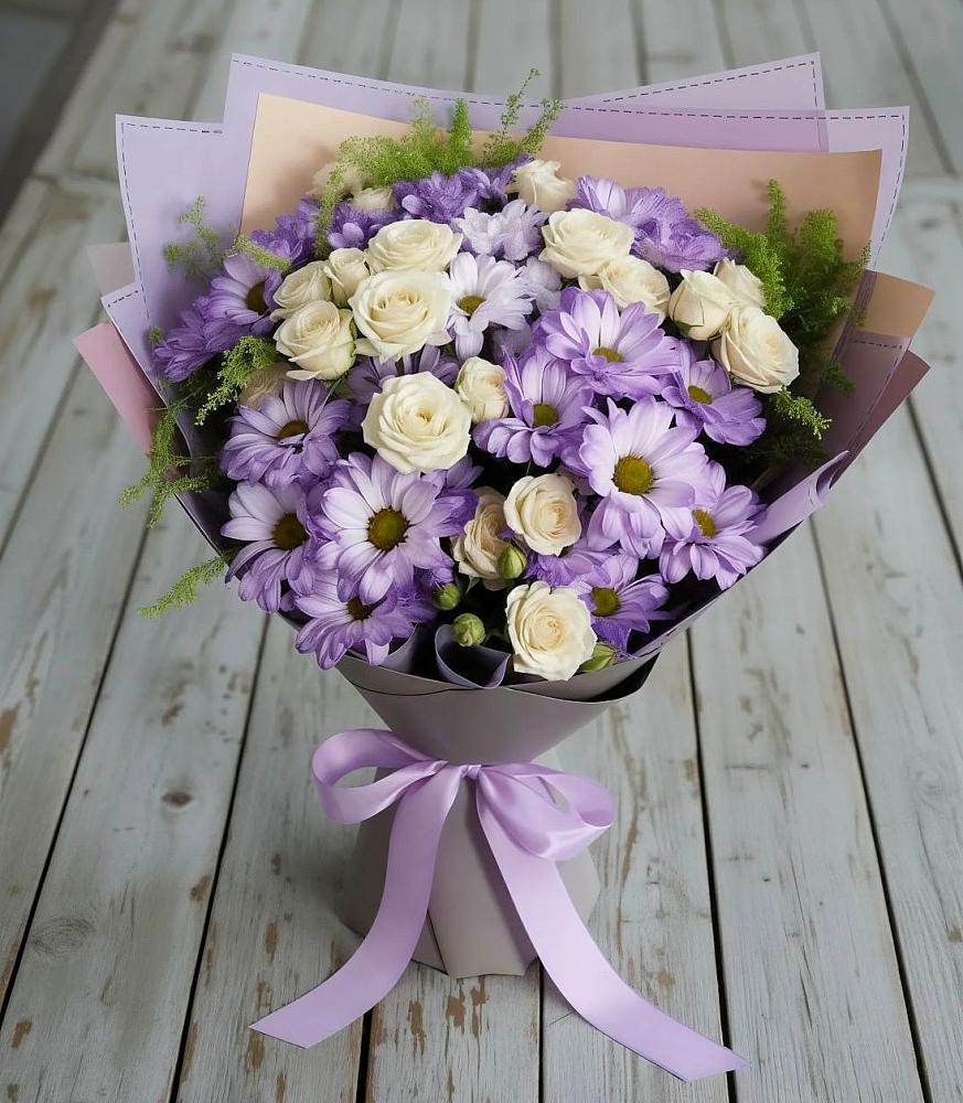 Букет цветов из: Хризантемы и Розы в Новолабинской